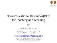 Progia llc, www.contentbyexperts.net; integrating open educational resources (oer)